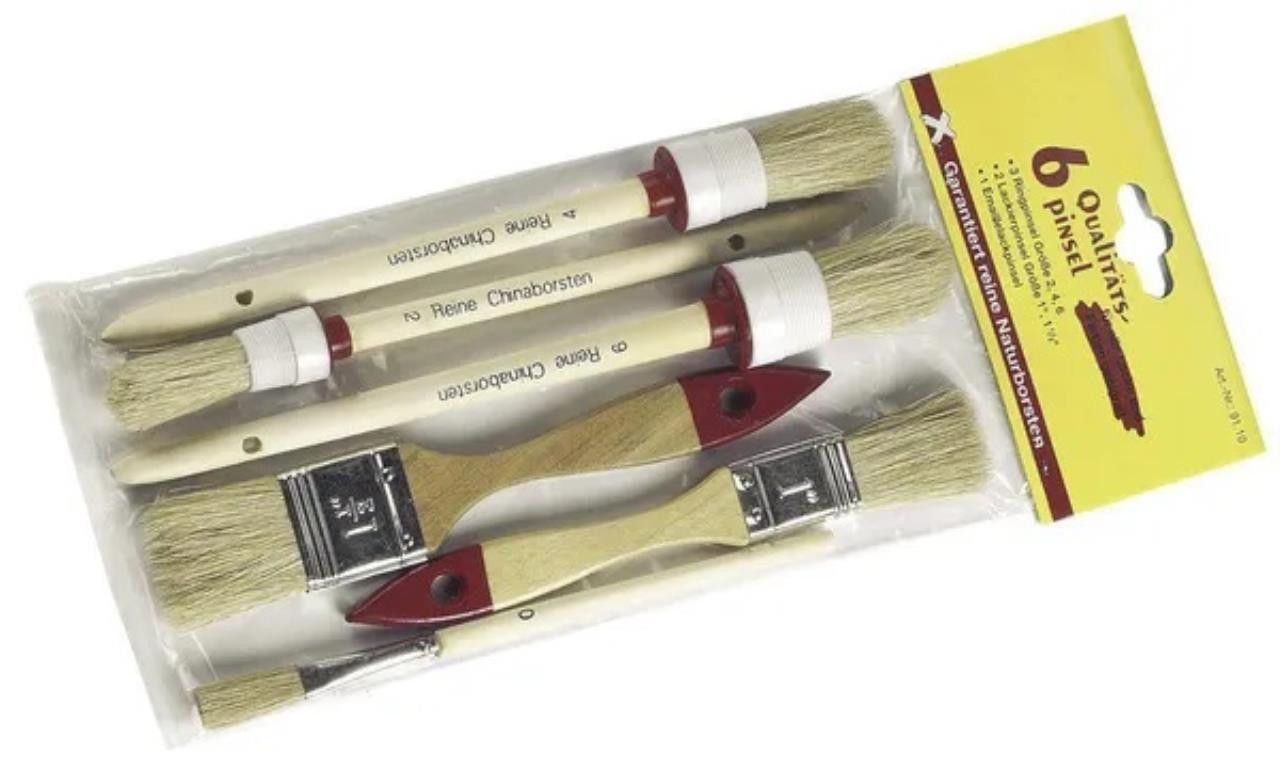 Penselsæt med 6 stk. runde/flade pensle