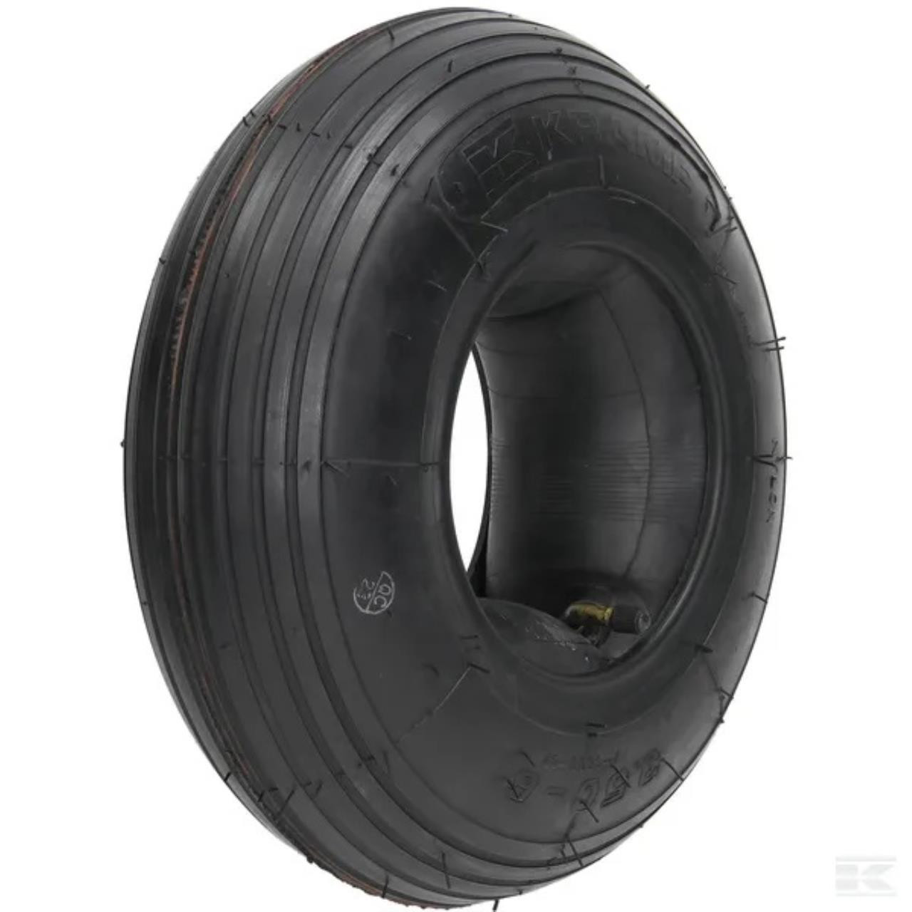 Dæk m/slange 3.50-6, 4-lags, bøjet ventil, T-510