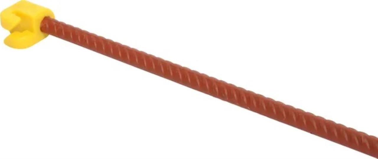 Tentor pæl 10 mm 1500 mm rød med gule isolatorer